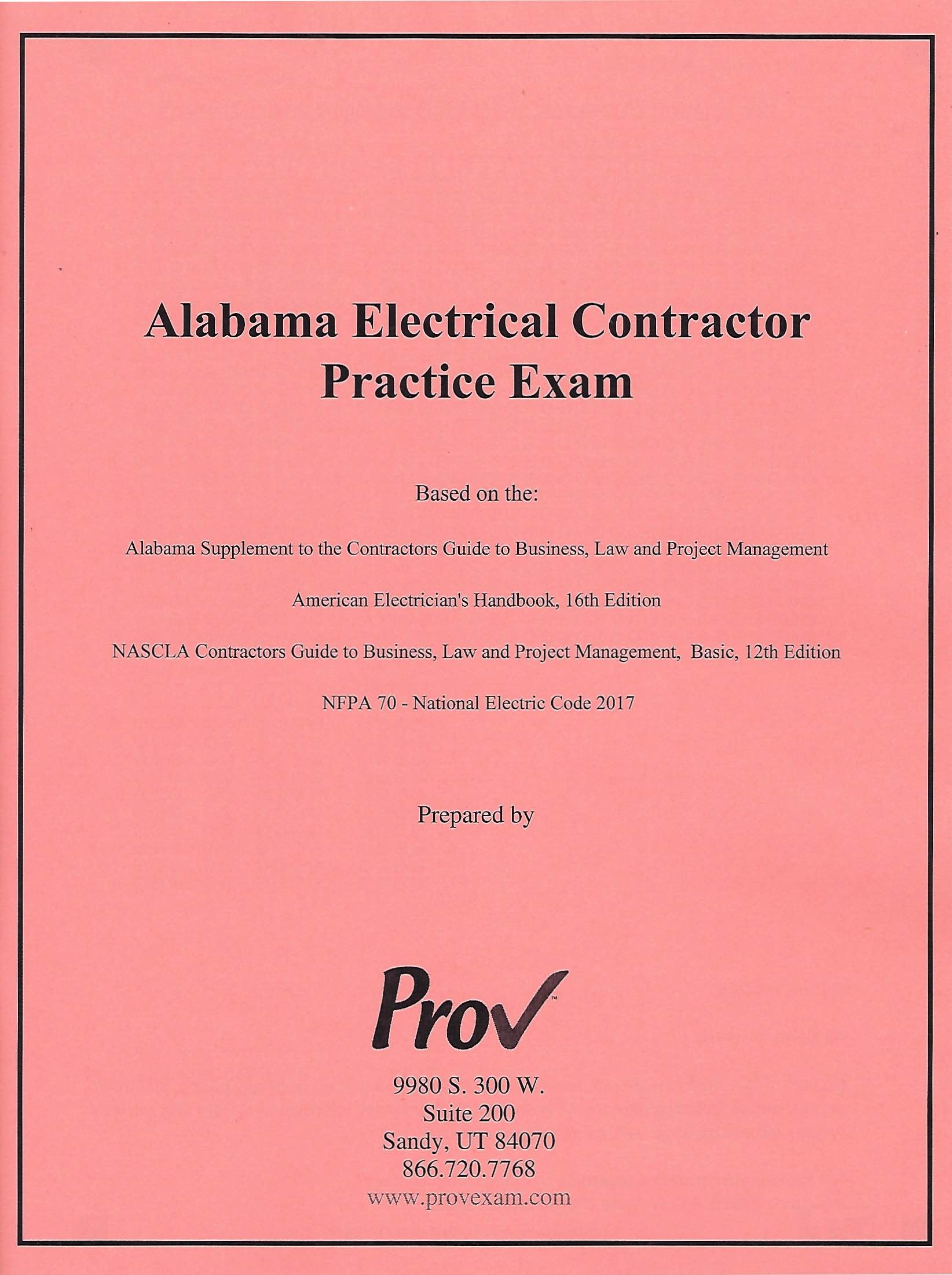 Alabama Electrical Contractor (NEC 2017) Practice Exam Prov