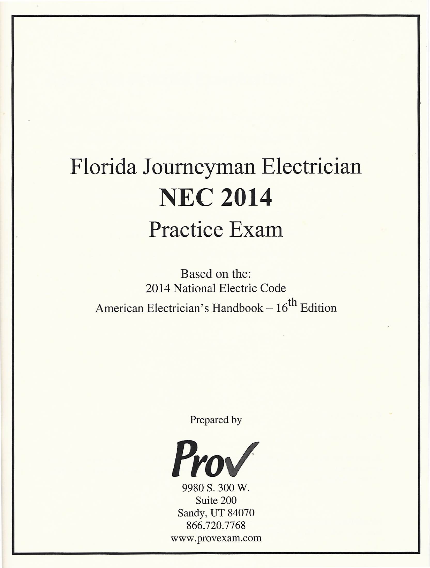 Florida Journeyman Electrician Practice Exam (NEC 2014)