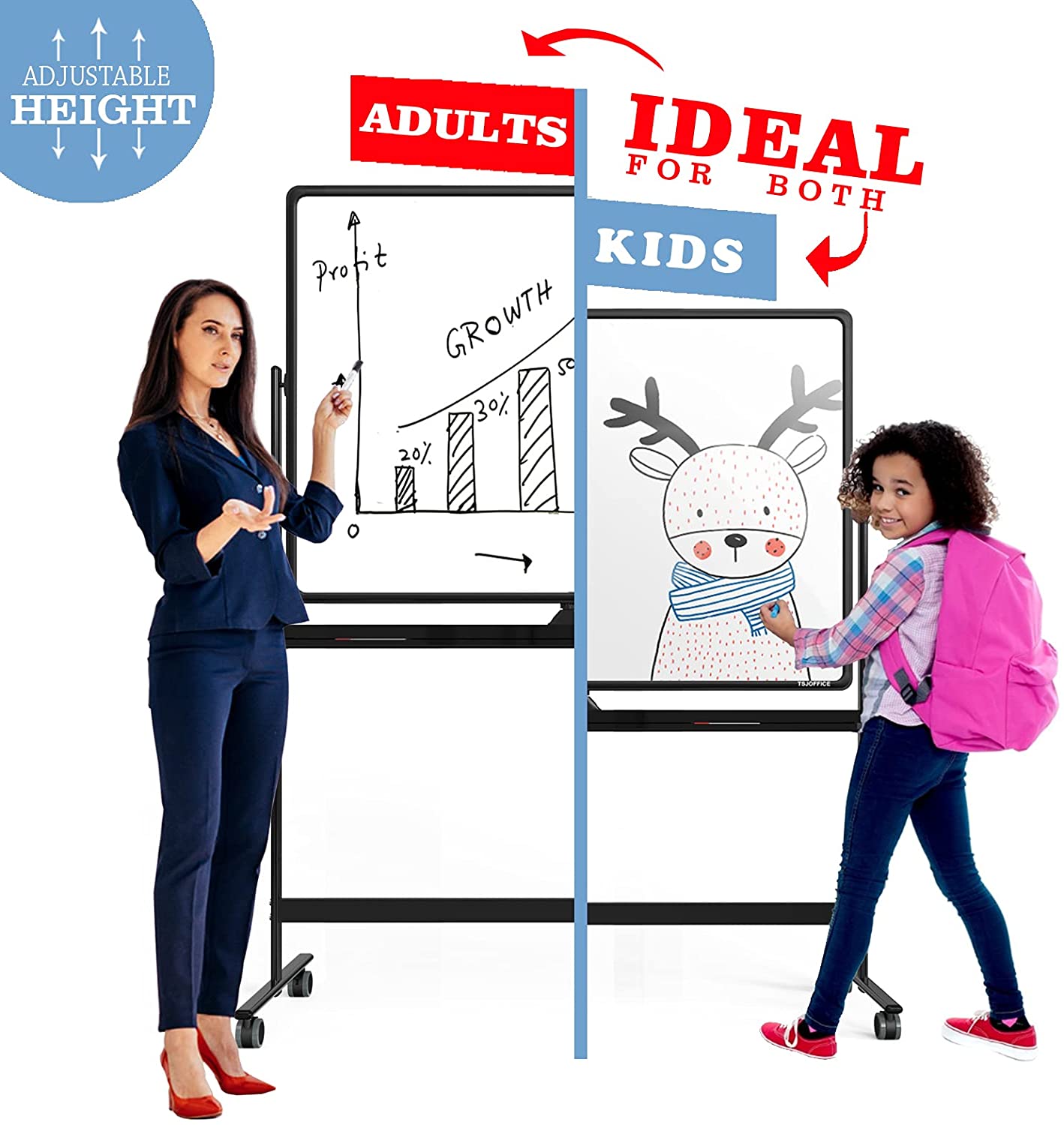 Large Rolling Whiteboard