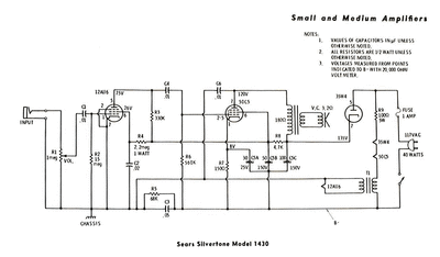 Prowess Amplifiers - Silvertone - Schematics - Silvertone 1430
