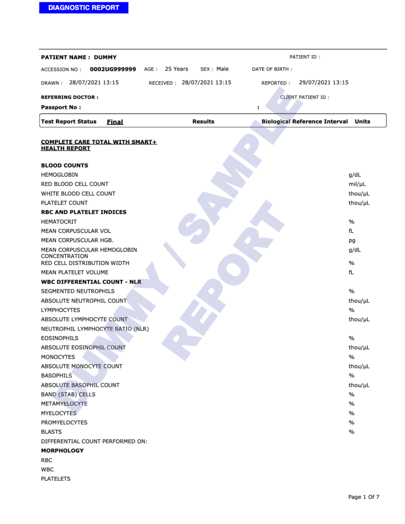 Basic Health Check Prowest Diagnostics