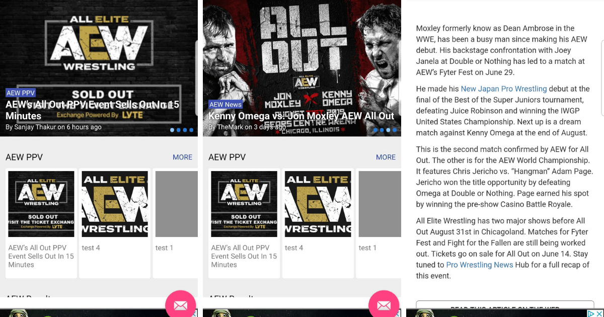 AEW News App For Android Phones & Tablets From Pro Wrestling News Hub