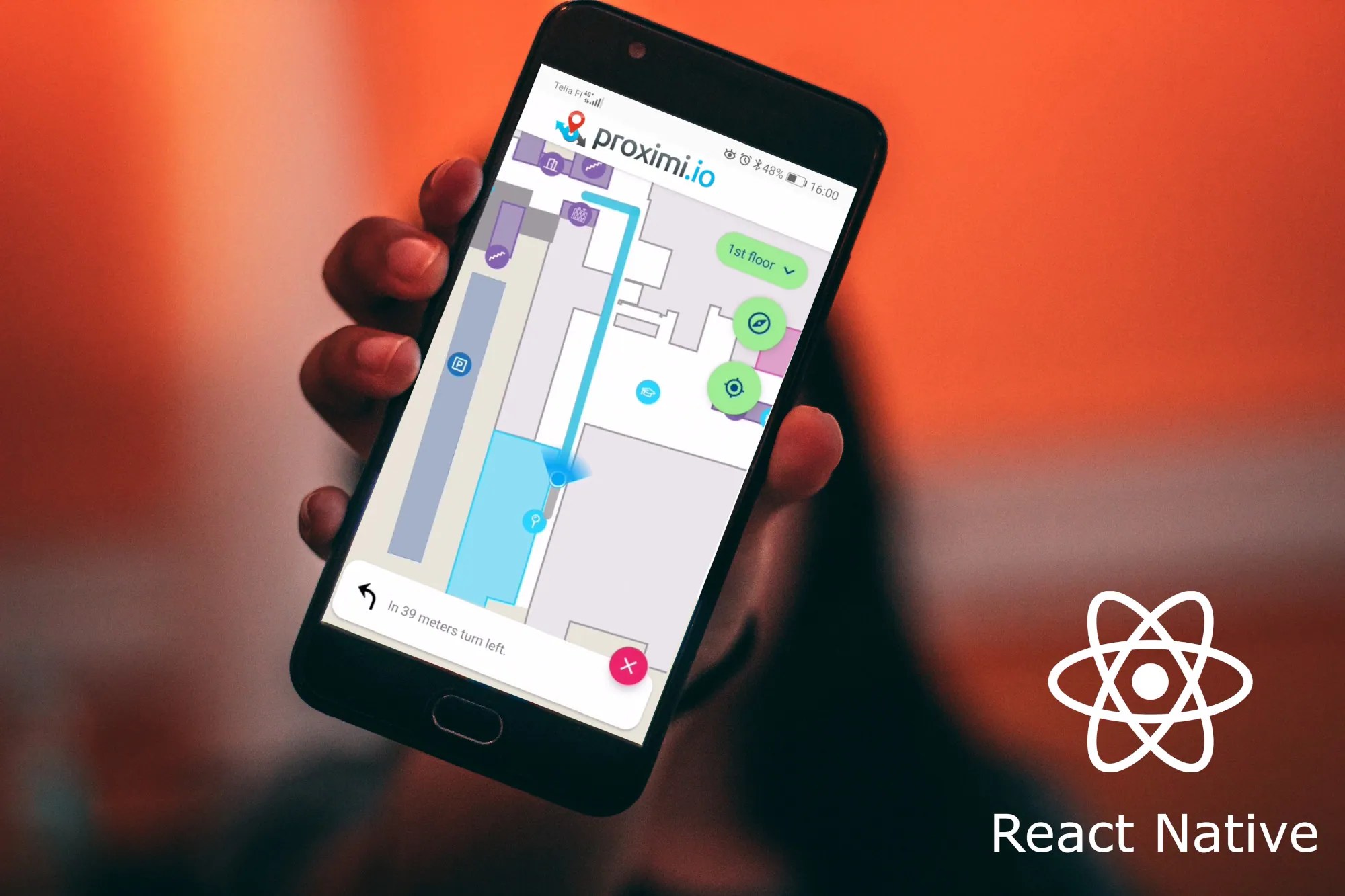 Indoor positioning and navigation for React Native Proximi.io