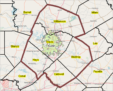 Austin Area County Map Demographic Analysis -- Austin, Tx Gis & Geodemographic Analysis