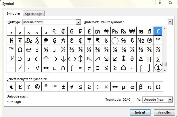 Sådan indsætter du Symboler og Specialtegn i Excel