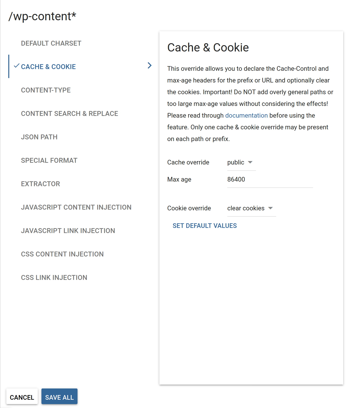 Cache and Cookie Overrides — Translation Proxy Documentation latest