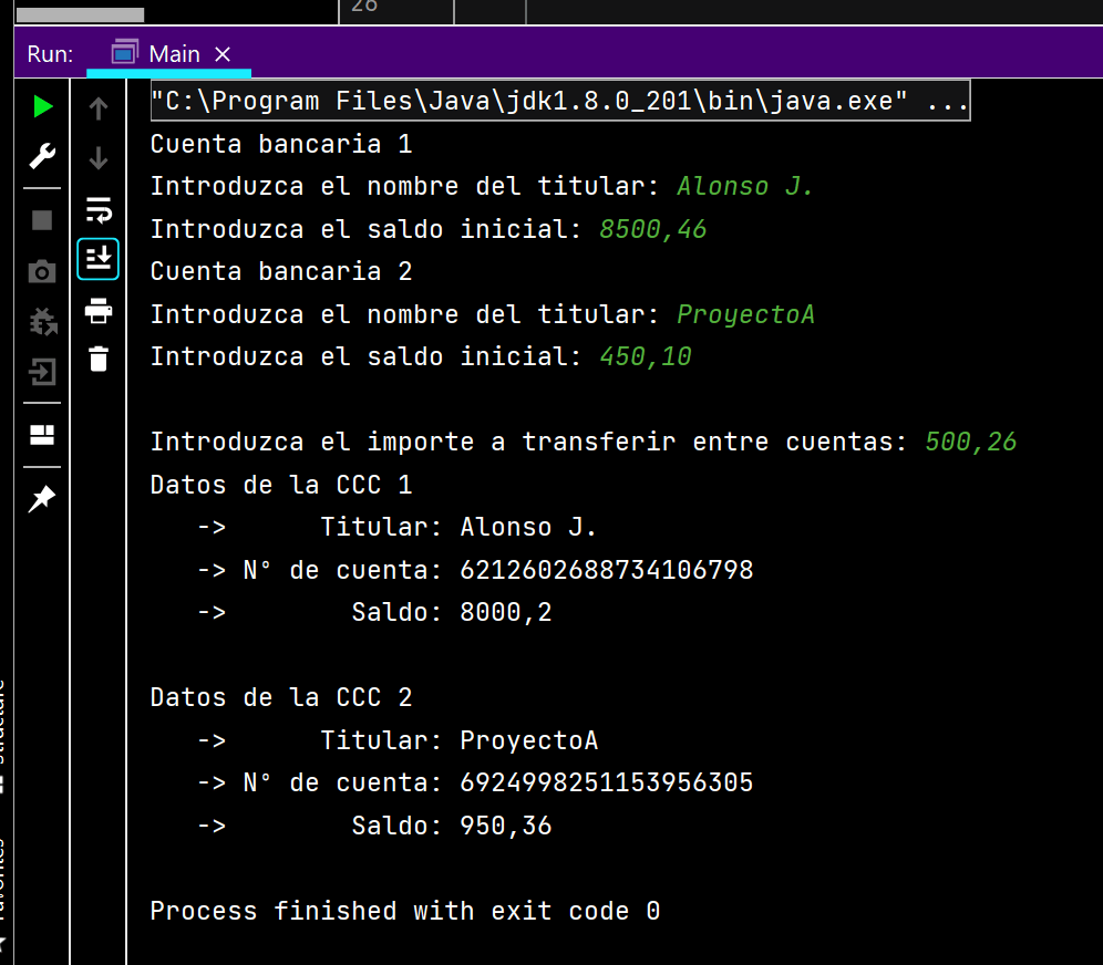 Ejercicio Java de ejemplo de POO con clases, métodos e instanciación de
