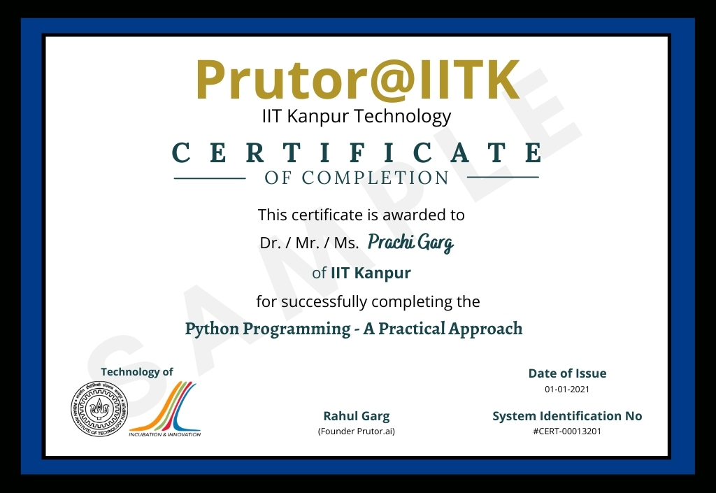Python Online Training Prutor.ai, IIT Kanpur
