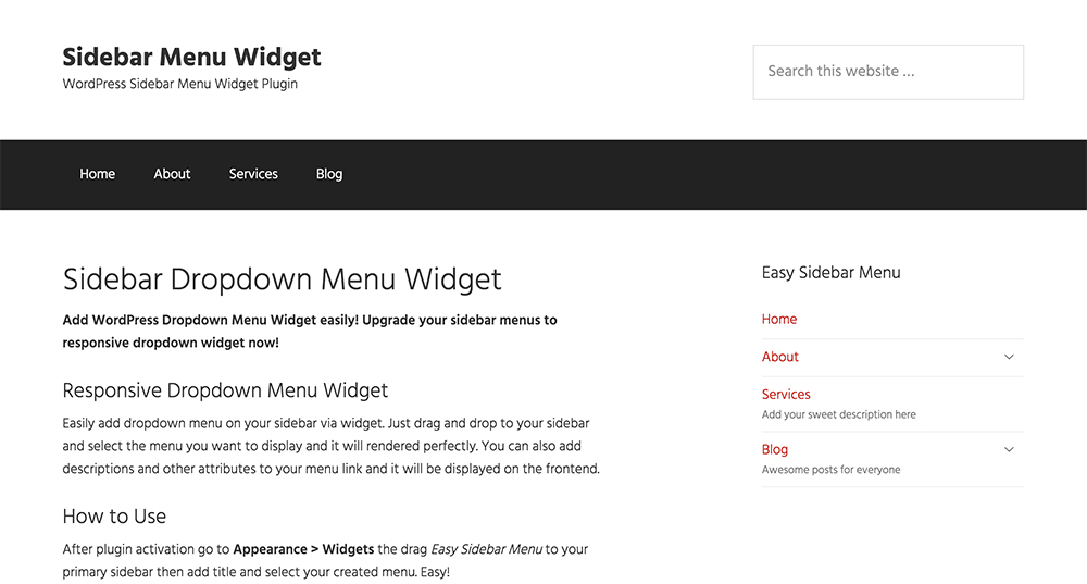 Easy Sidebar Menu Widget WordPress Plugin