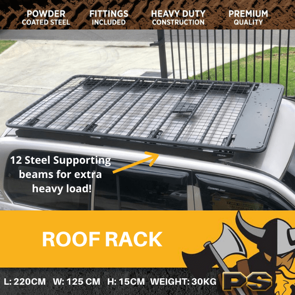 2.2M Steel Flat Roof Rack fit Toyota Prado 120 Series Rain Gutter Full