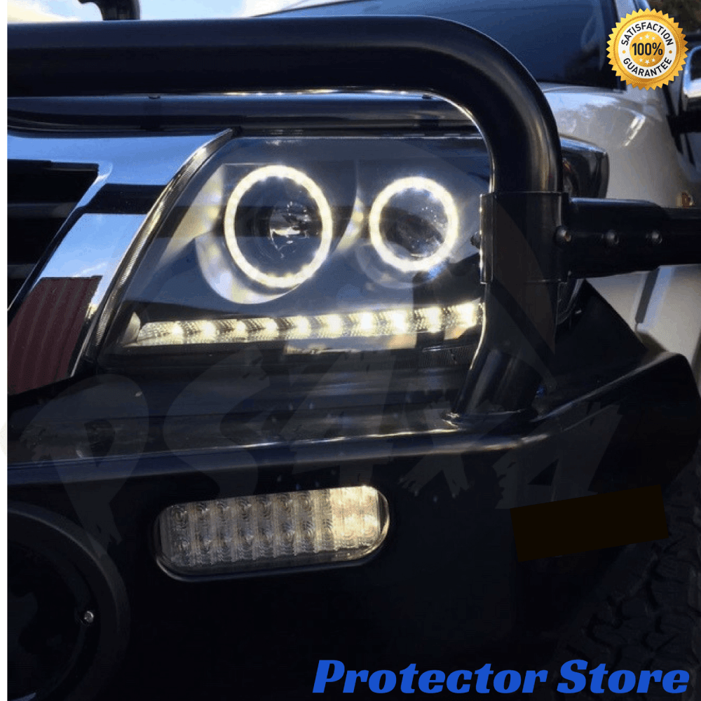 Black Angel Eye Headlights to suit Toyota Hilux 20112015 Projector PS4X4