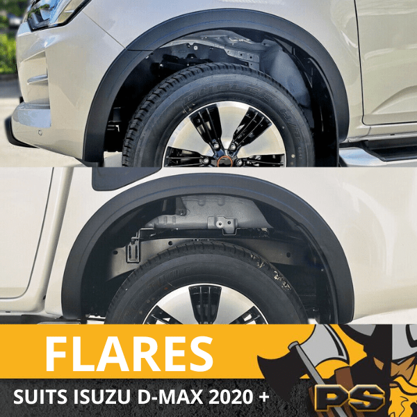 Slim Matte black Fender Flares to Suit Isuzu Dmax D Max 2020 + PS4X4