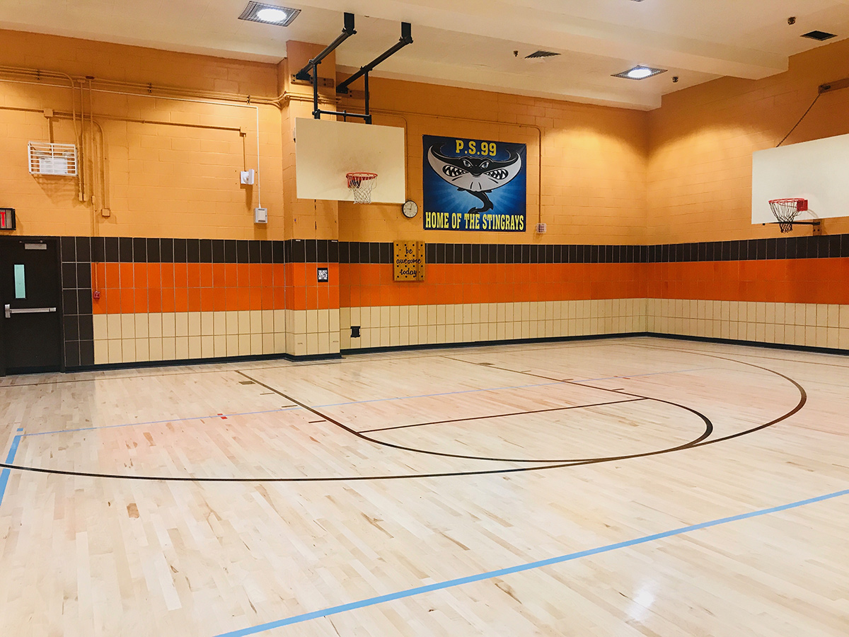 New gymnasium floors! PS99Q Parents' Association