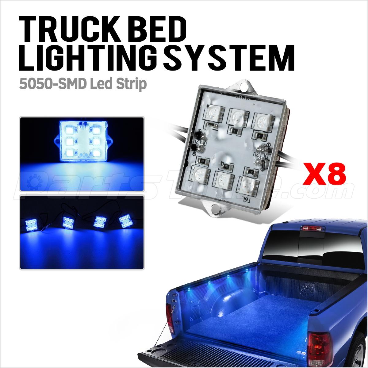 48 LED TRUCK BED CARGO LIGHT ULTRA BRIGHT Blue REAR LAMP 8PC UNIVERSAL 8 Pods eBay