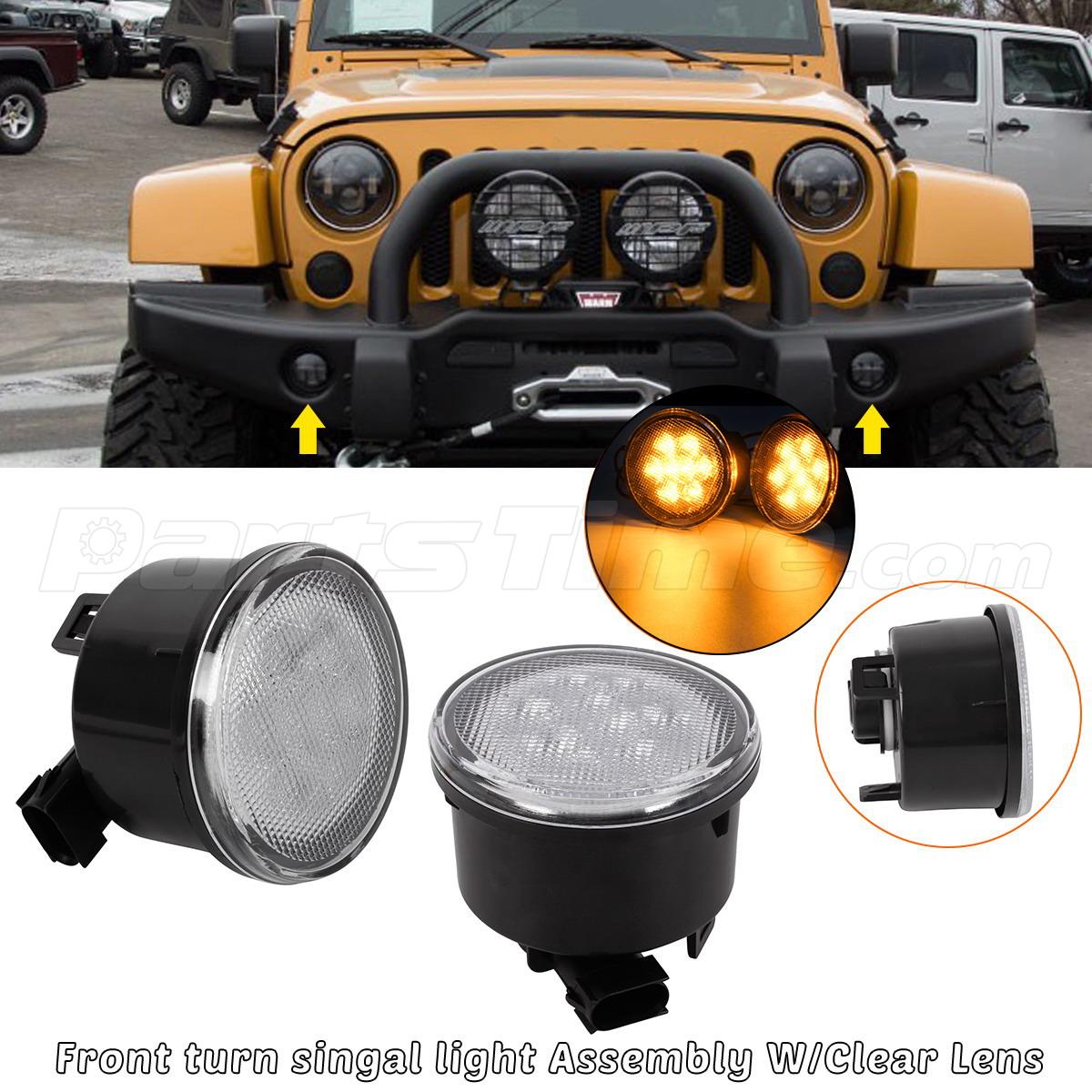 For 20072017 Jeep Wrangler Front Indicators Light Clear Lens LED PAIR