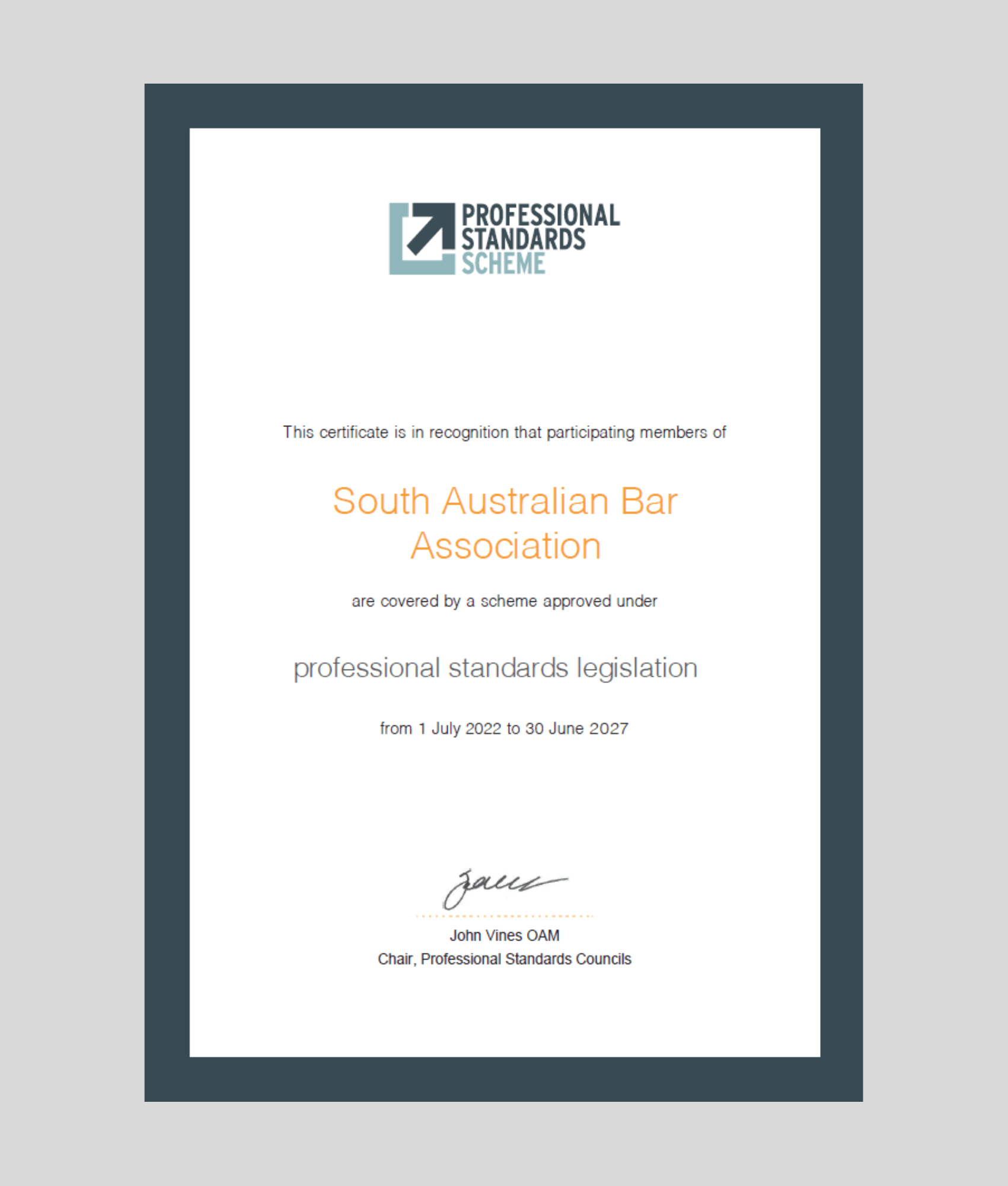 Congratulations to the Law Society of South Australia, South Australian