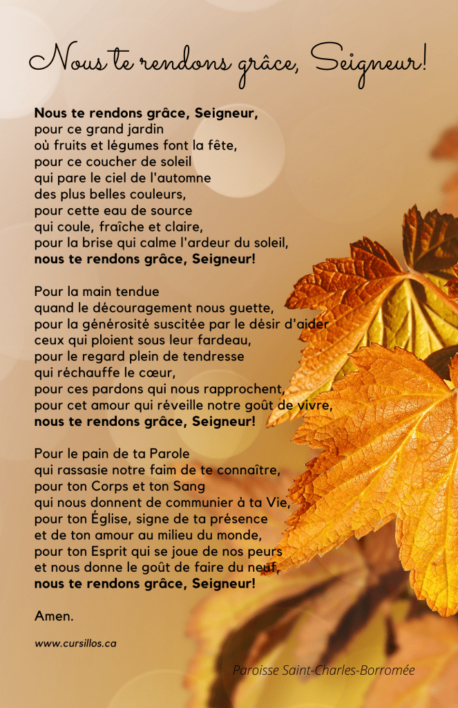 Prière Action de grâce — Paroisse SaintCharlesBorromée