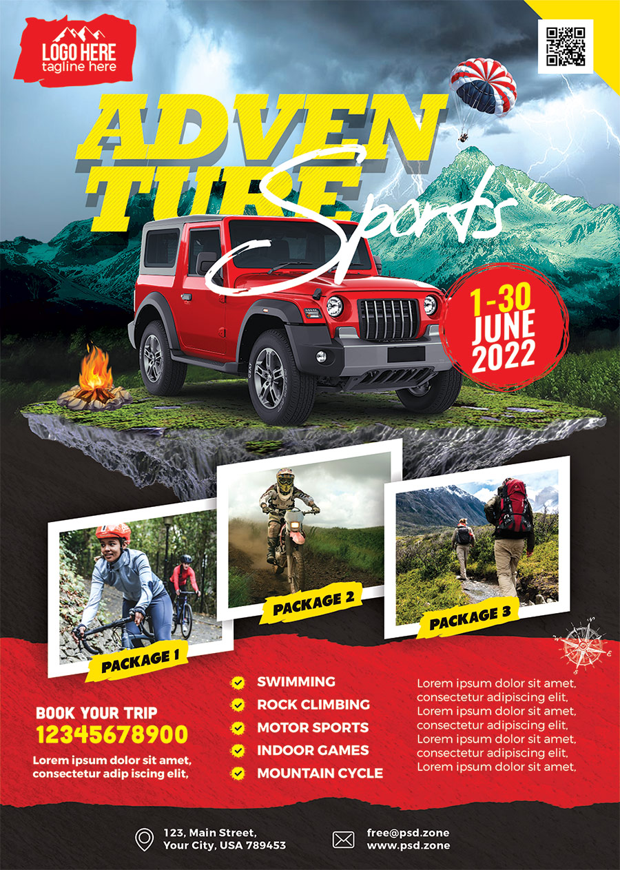 Adventure Tour Flyer PSD Template PSD Zone