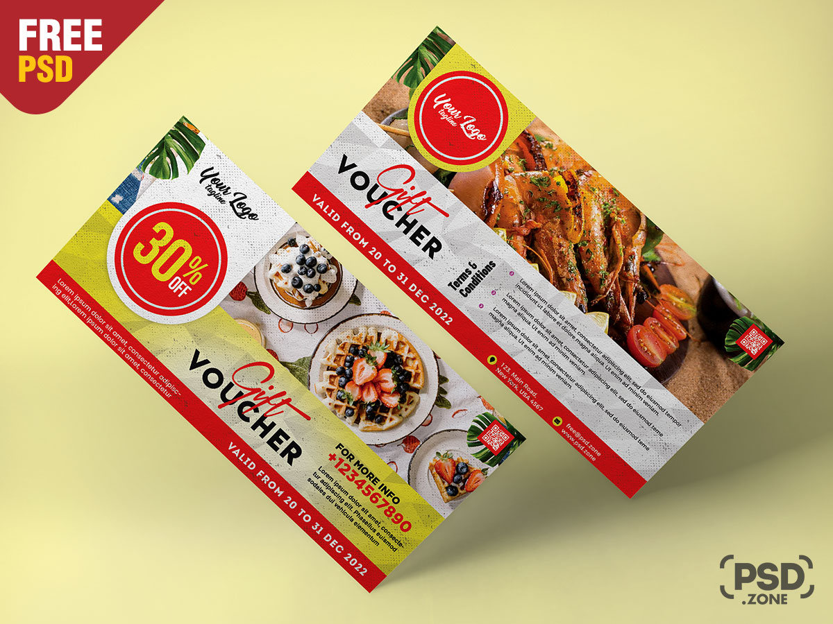 Restaurant Promotion Gift Voucher Design PSD PSD Zone