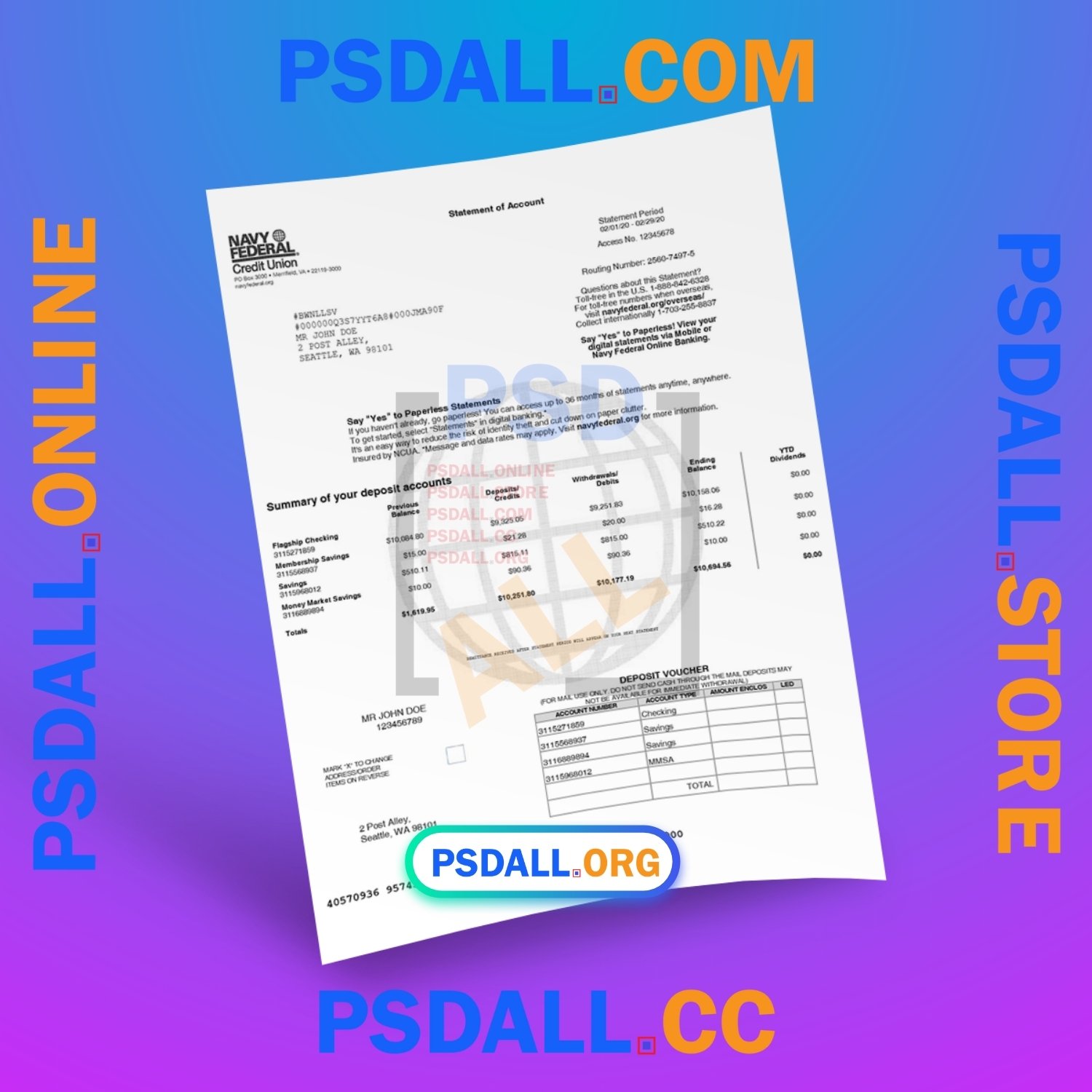 Navy Federal Bank Statement PDF Templates