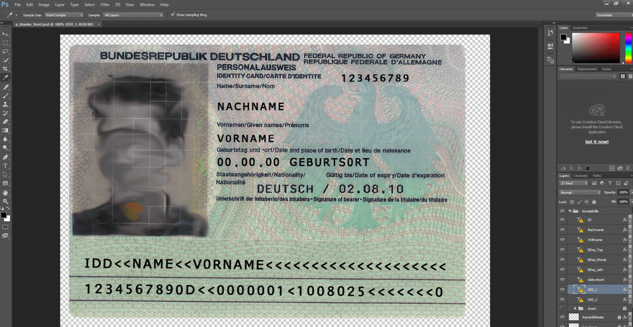 Germany ID Card PSD template Germany ID Card PSD template [2019]