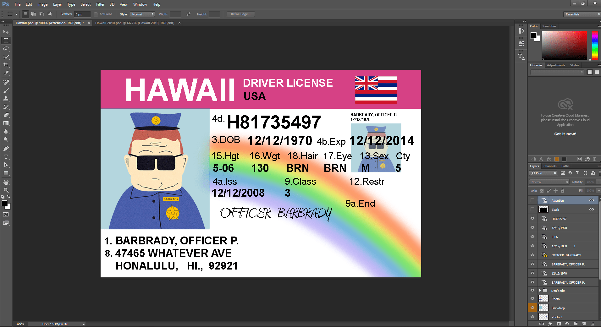 Hawaii driving licence psd template 2019 free download