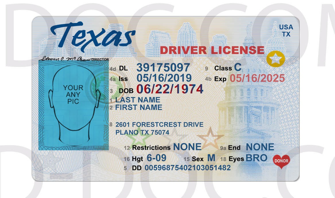 USA Texas Driver License front back sides PSD Store