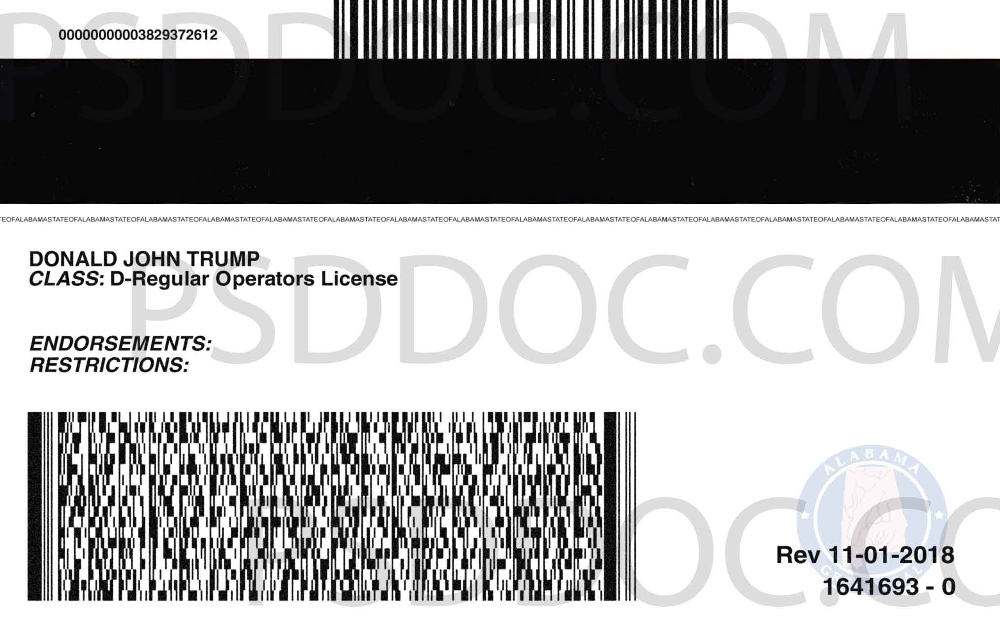 USA Alabama Driver License front back sides PSD Store