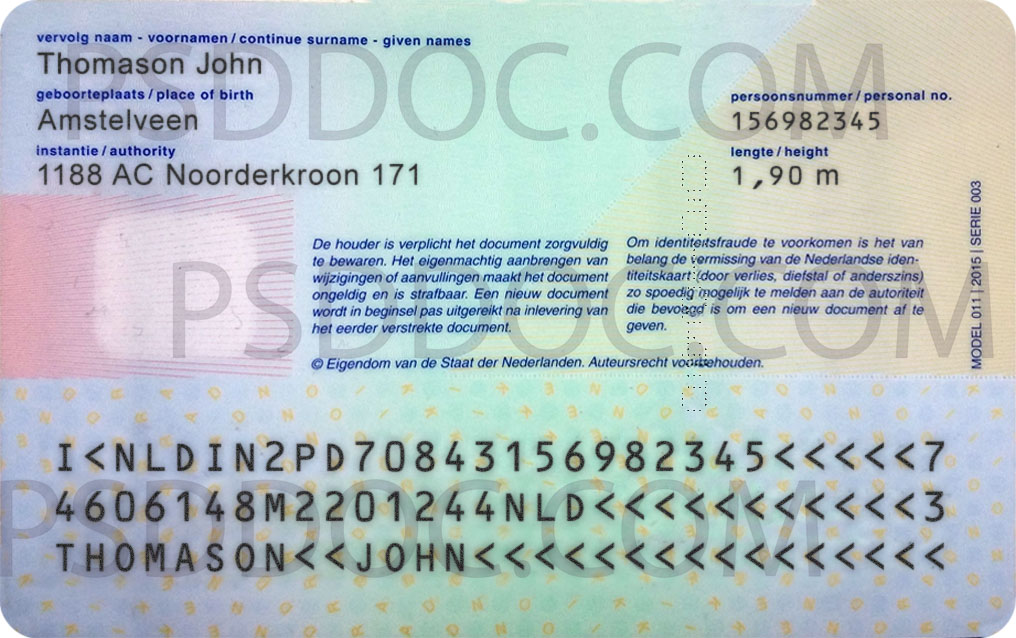 Netherlands ID Card PSD front+back PSD Store