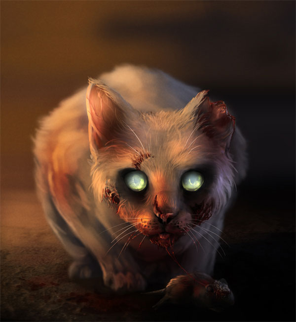 Digital Painting Lesson Paint a Scary Zombie Cat Using Photo Reference
