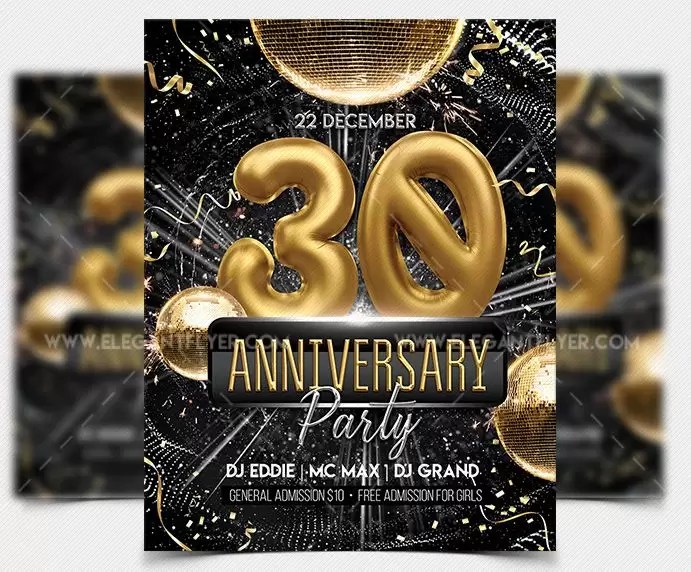 Anniversary Party Free Flyer PSD Template PSDFlyer