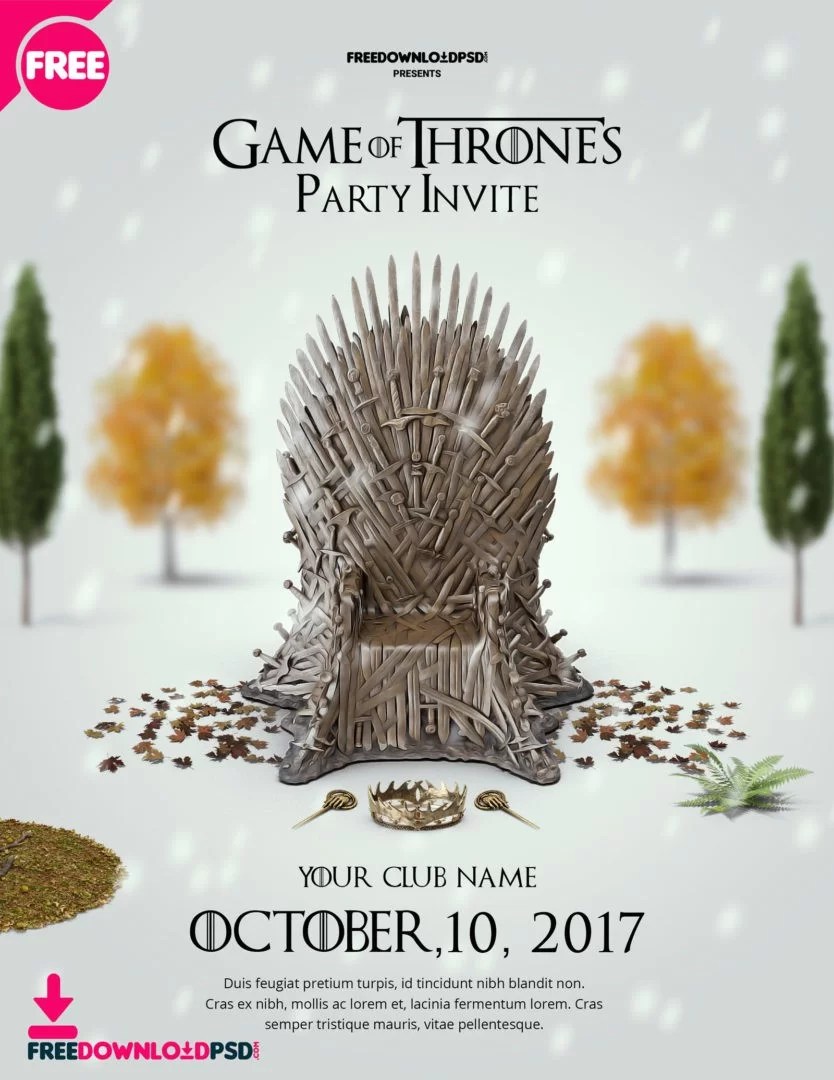 Game of thrones party invite Flyer Template PSDFlyer