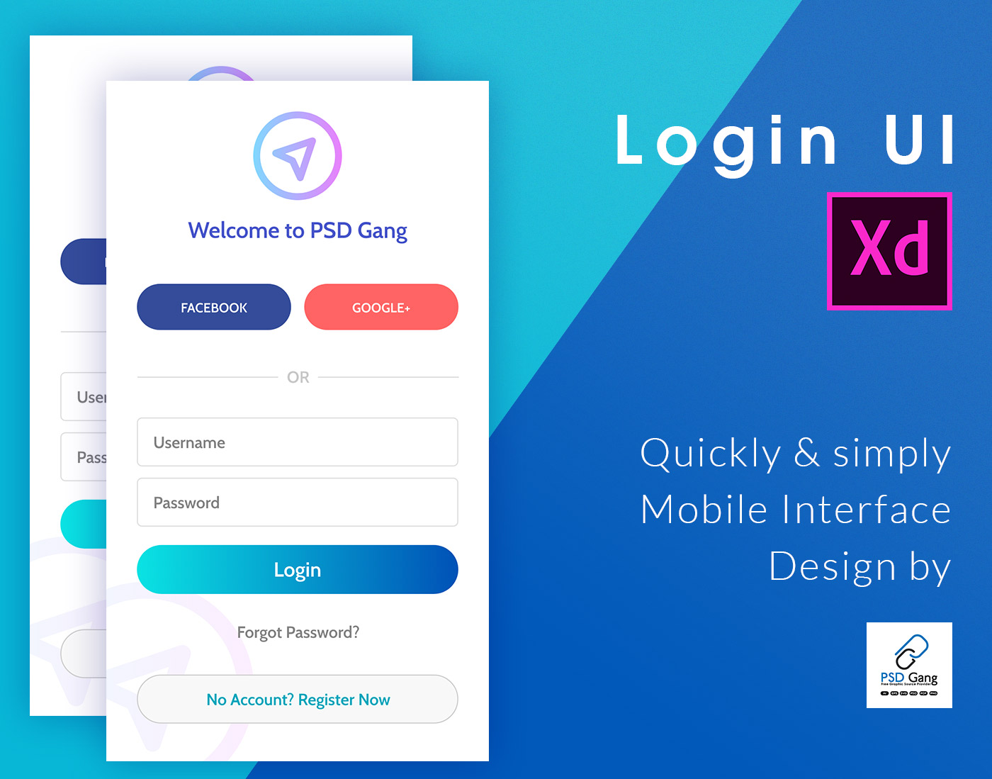 Flat material new login Xd UI