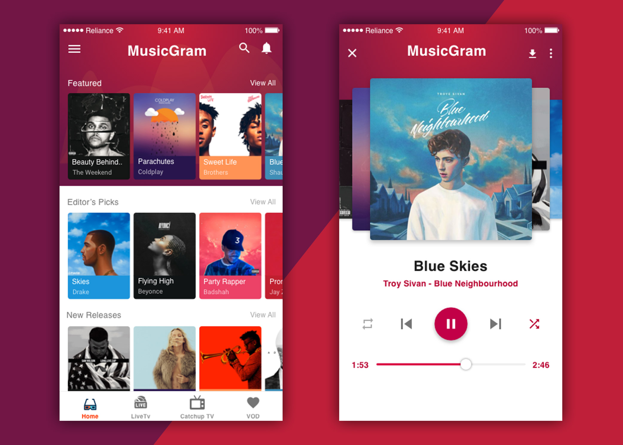 New music app design free psd