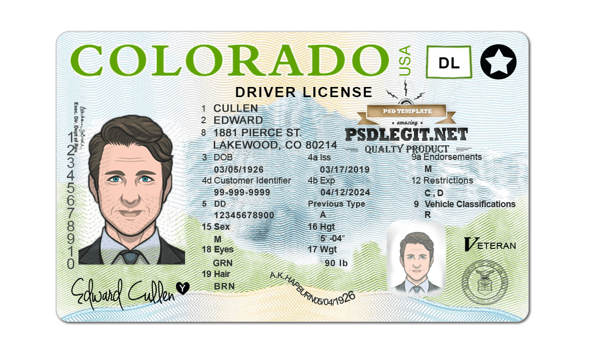 Colorado Driver License PSD Template PSDLEGIT