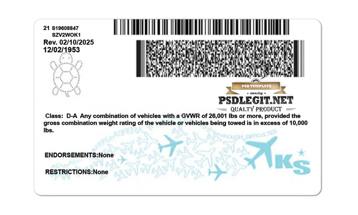 Kansas Driver License PSD Template PSDLEGIT