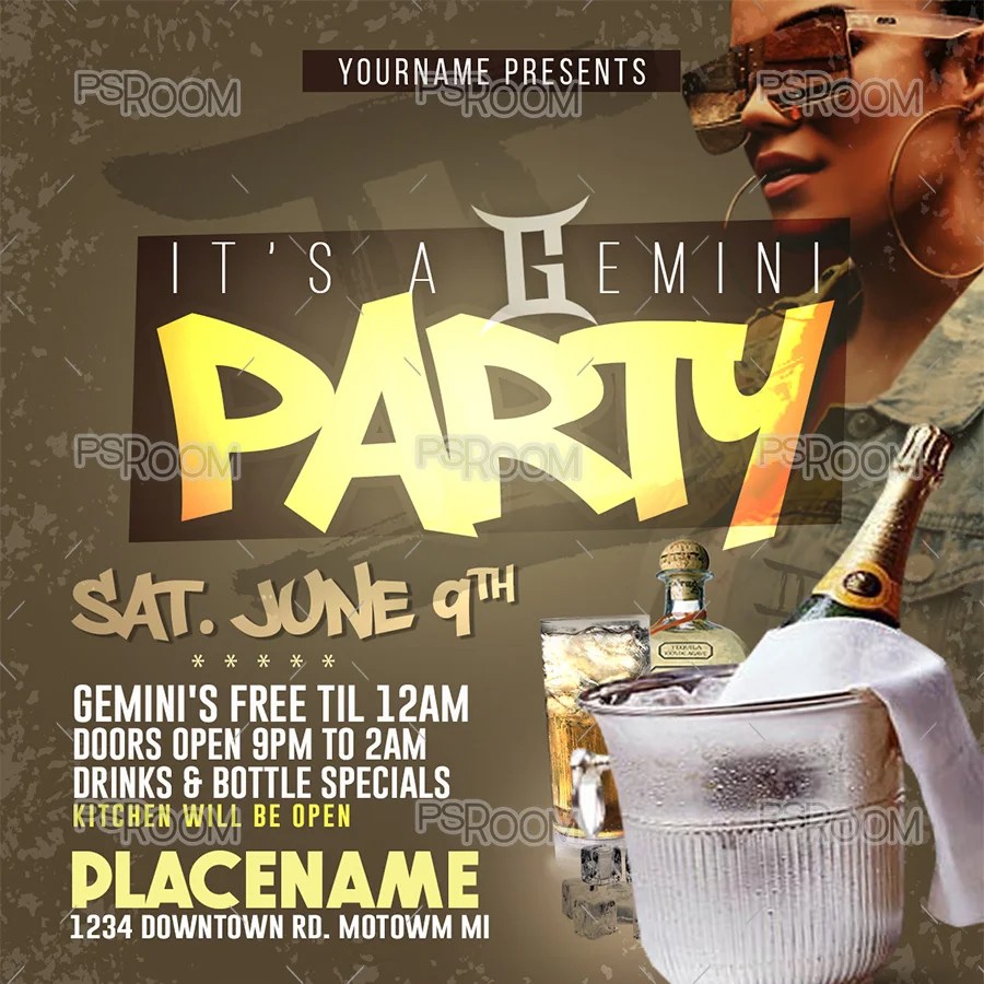 It’s A Gemini Party Flyer