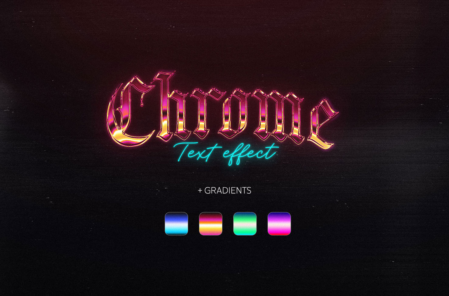 Free Gradient style Chrome Text Effect PSD PsFiles