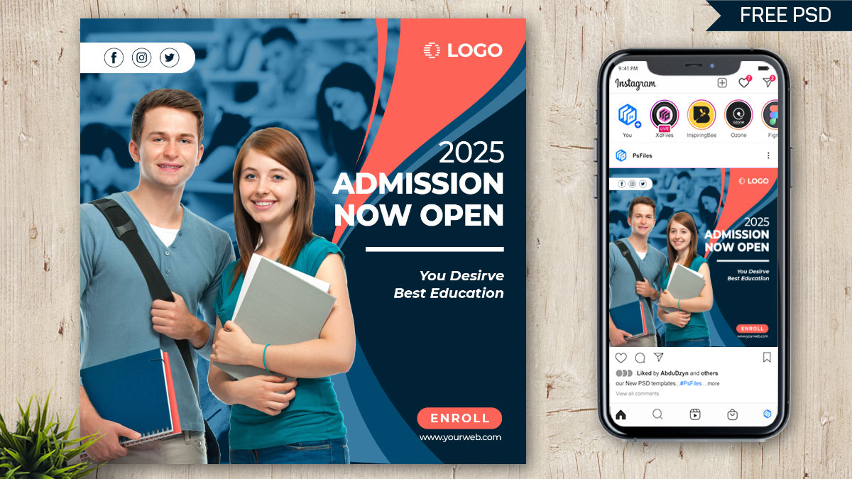 Free Online Course Social Media Post Design PSD Template PsFiles