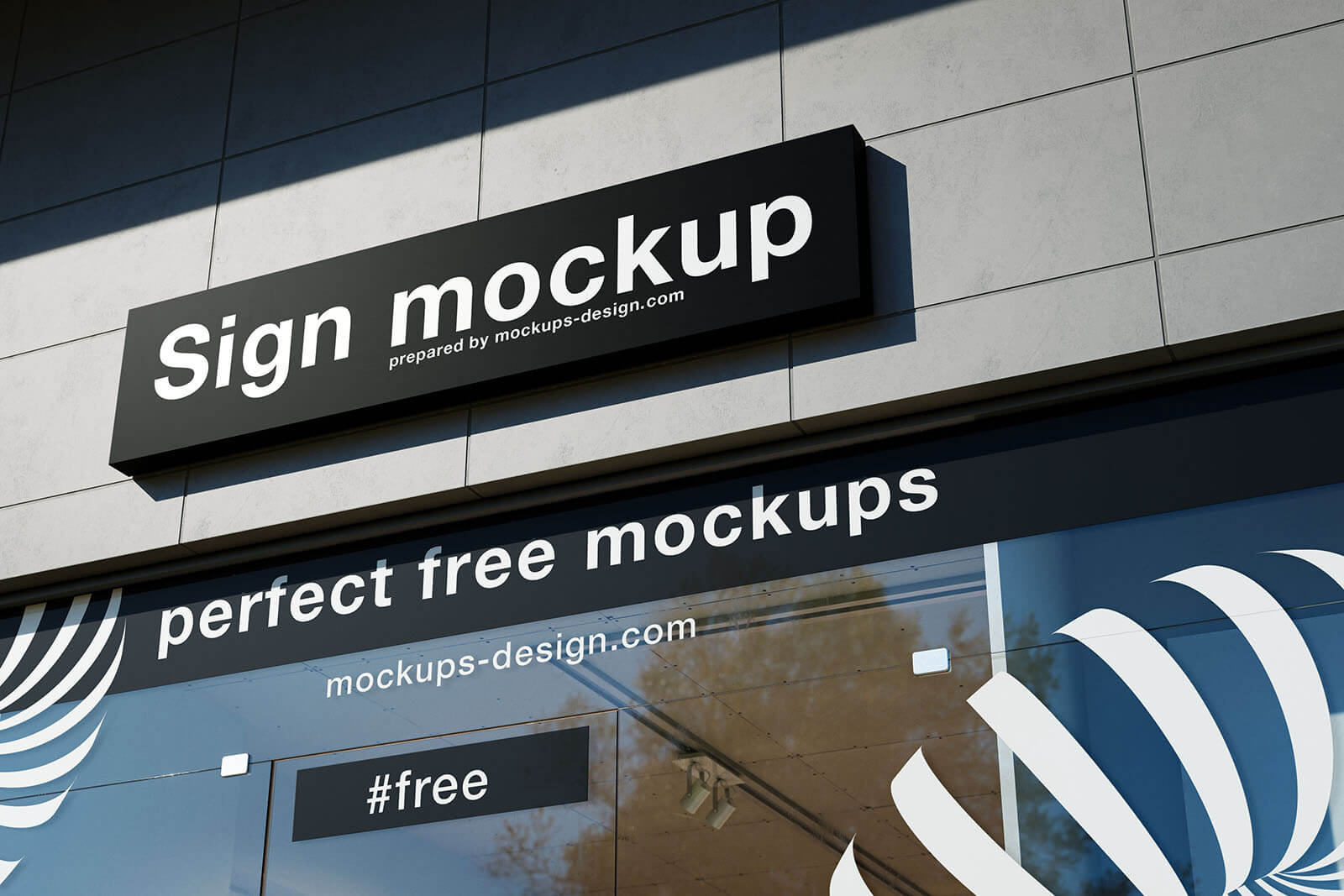Shop Name Sign Mockup with Glass Sticker Mockup Free PSD PsFiles