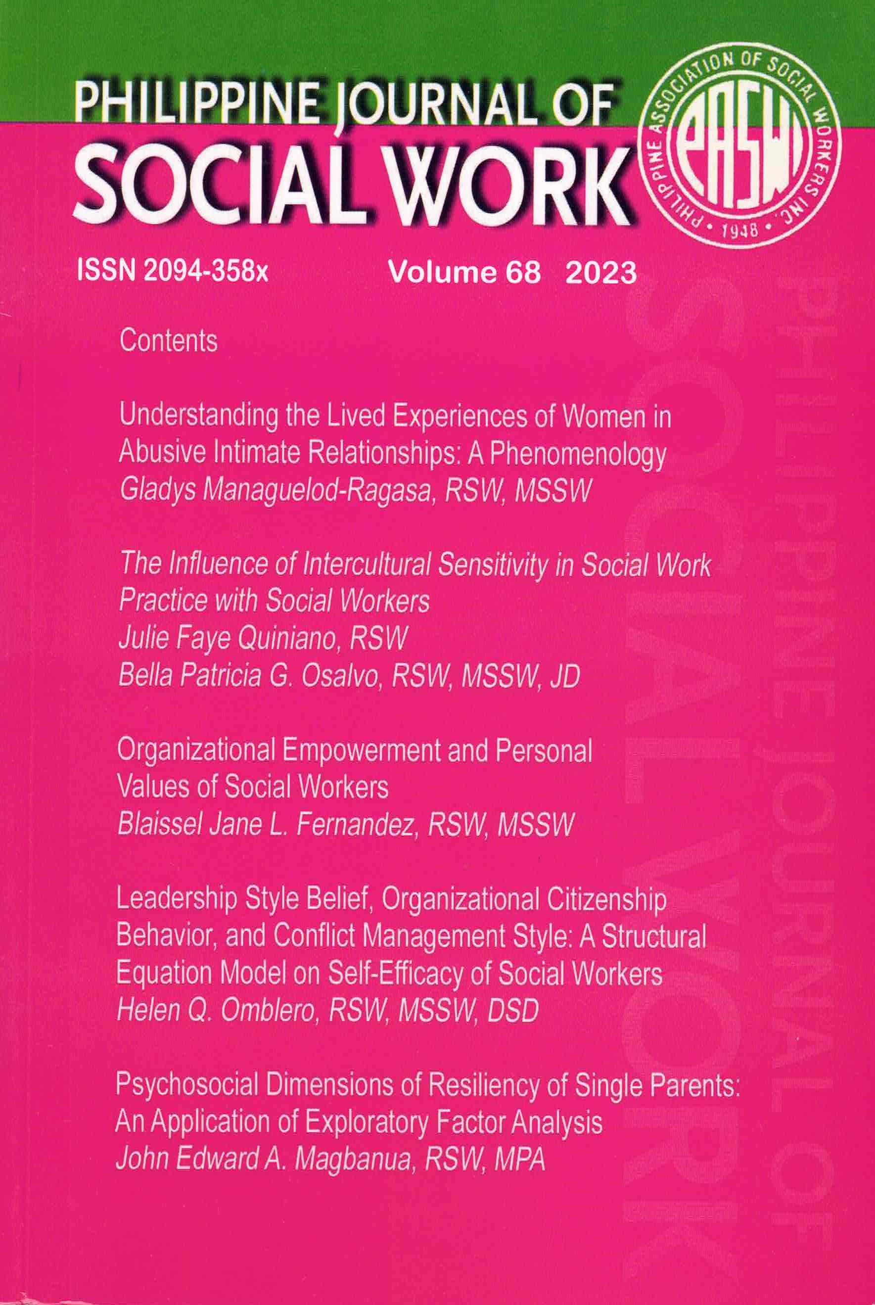 Philippine Journal of Social Work, Vol. 68, 2023 Philippine Social