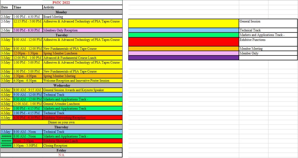 psu spring 2023 schedule Tape Week 2022 Schedule PSTC