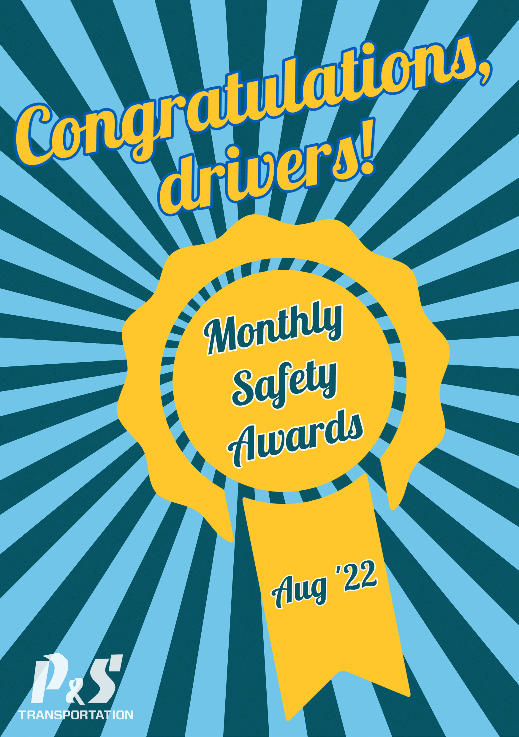 August 2022 Driver Safety Awards P&S Transportation