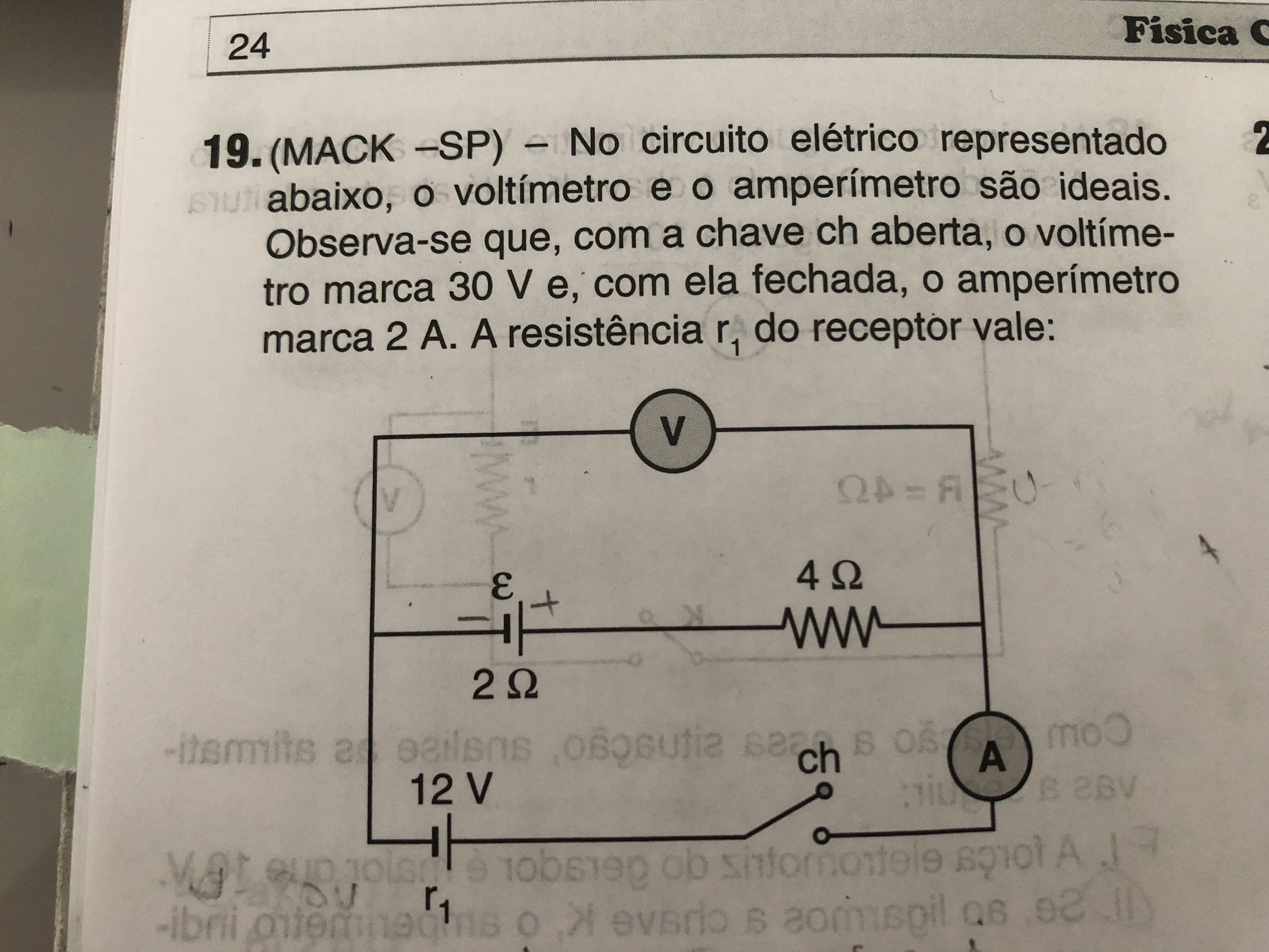 No circuito elétrico representado abaixo, o voltímetro e o
