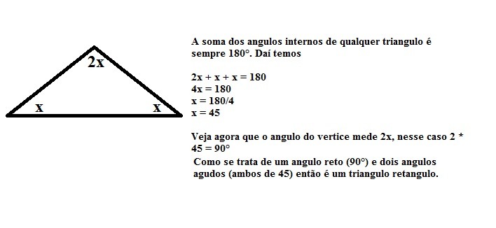 A medida do ângulo do vértice (ou seja, não pertencente à
