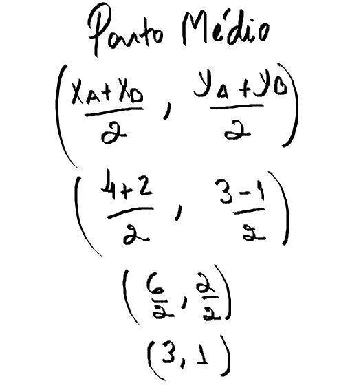 Determine as coordenadas que localizam o ponto médio entre