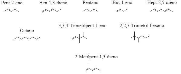 Escreva a formula estrutural dos abaixo. Classificando