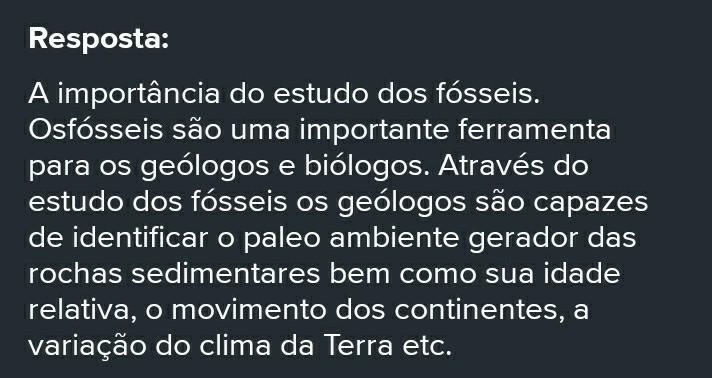 3 Qual a importância dos fósseis para o desenvolvimento da Teoria da
