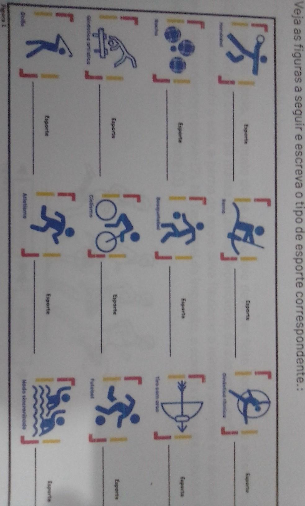 2 Veja as figuras a seguir e escreva o tipo de esporte correspondente