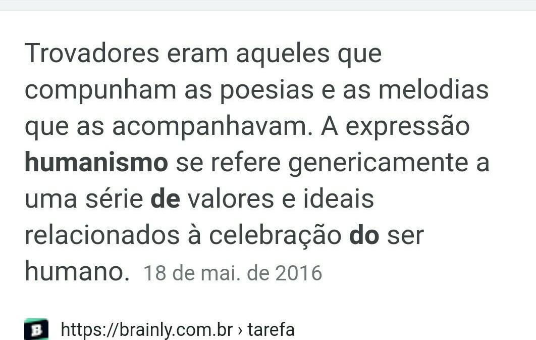 Descreva a diferença entre Trovadorismo e Humanismo.